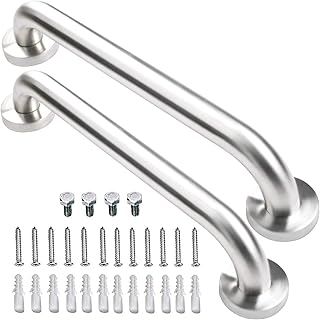 2 Pack 16 Inch Shower Grab Bar 1.25" Diameter, ZUEXT Satin Brushed Nickel Stainless Steel Bathroom Grab Bar, Bath Balance Bar,Safety Hand Rail Support,Handicap Injury Elderly Senior Assist Bath Handle