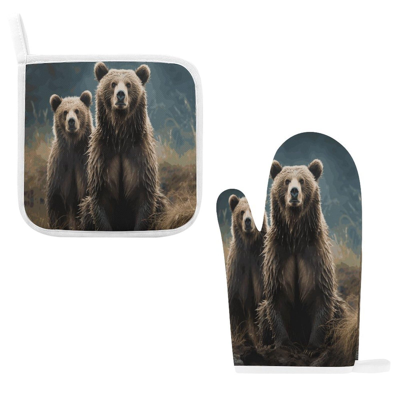 Fodpand Style Encounter Animal Bear Oven Mitts And Pot Holders Sets