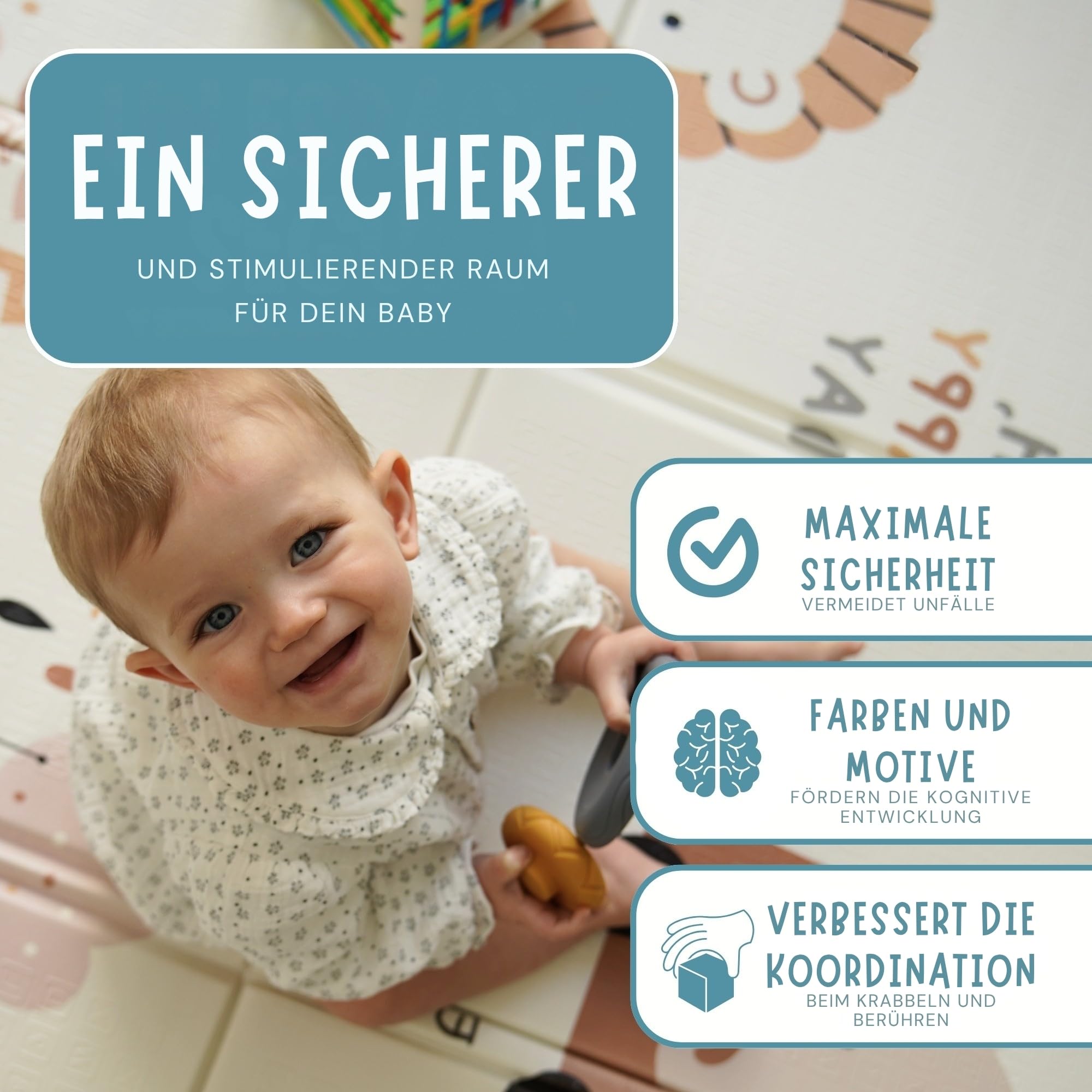 HuBorns - Spielmatte Baby Faltbar 200x180 cm und Wendbar, Krabbelmatte Baby Schadstofffrei mit CE Zertifikat, Play Mat XXL Gepolstert, Spielmatte Rutschfest und Wasserdicht (Weltkarte)