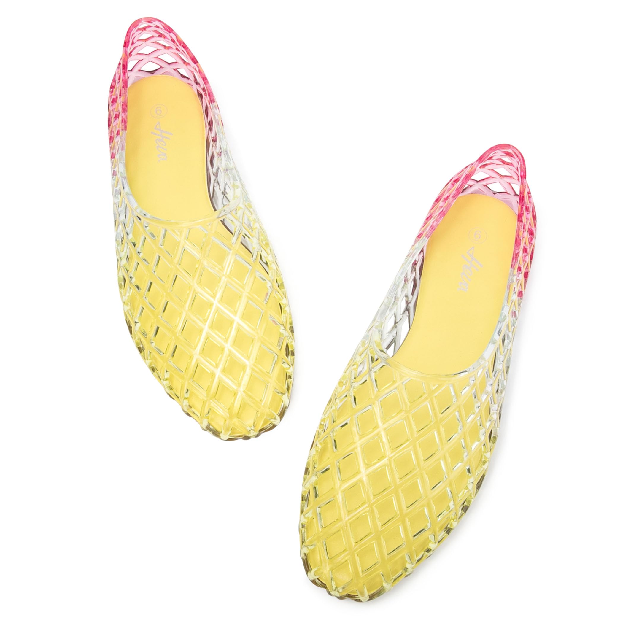 HEVA Damen Mesh Flach Sandalen Atmungsaktiv Durchsichtig Sommer Strand Ballerinas Sandalen