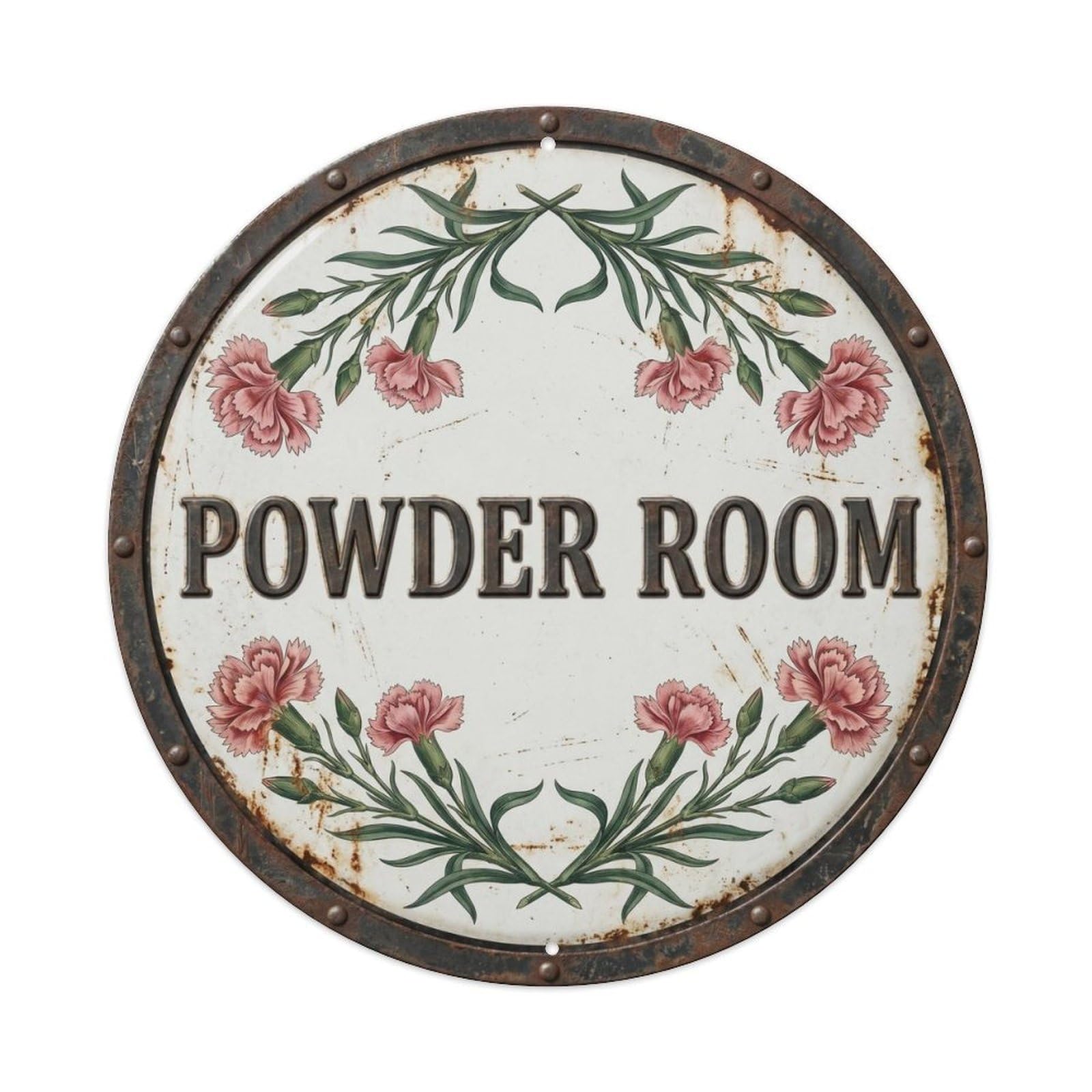 Carnation Powder Room Botanical Floral Vintage Label Metal Tin Sign