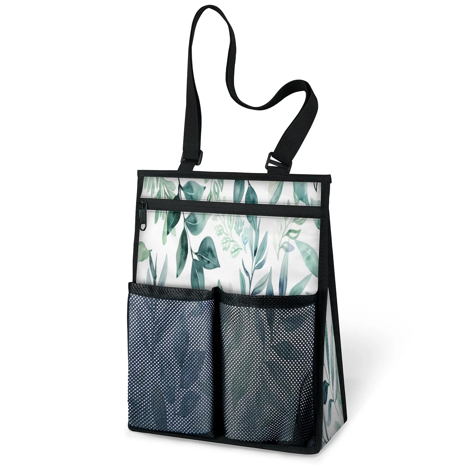 Ourtheme Eucalyptus Leaves Portable Shower Bag for Travel Gym Camp Beach Tote Shower Caddy Bags Hanging Toiletry Organizer