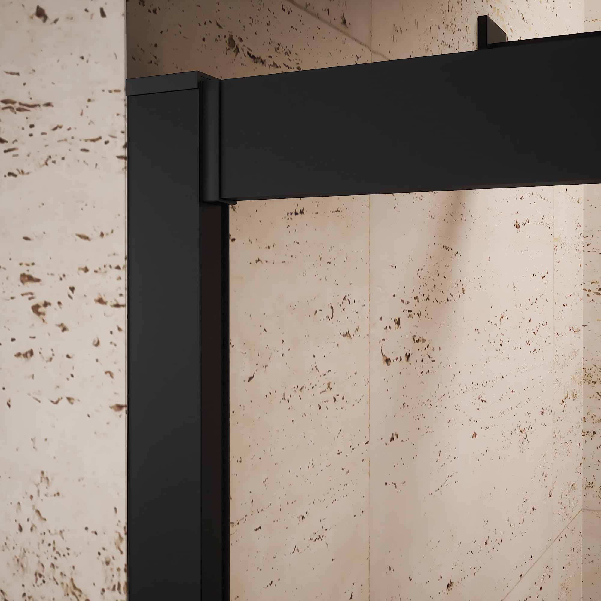Box Doccia Nicchia 110cm Apertura Scorrevole Vetro Temperato 6mm Trasparente Profili Nero Opaco h185cm mod. Tonga