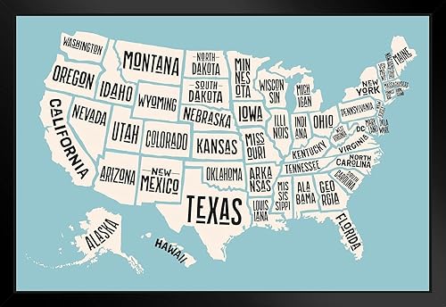 Mapa de Estados Unidos de Estados Unidos con nombres de estado, mapa decorativo del mundo de viaje con detalles de mapa para pared, mapa artístico, disponible en Yaxa Colombia