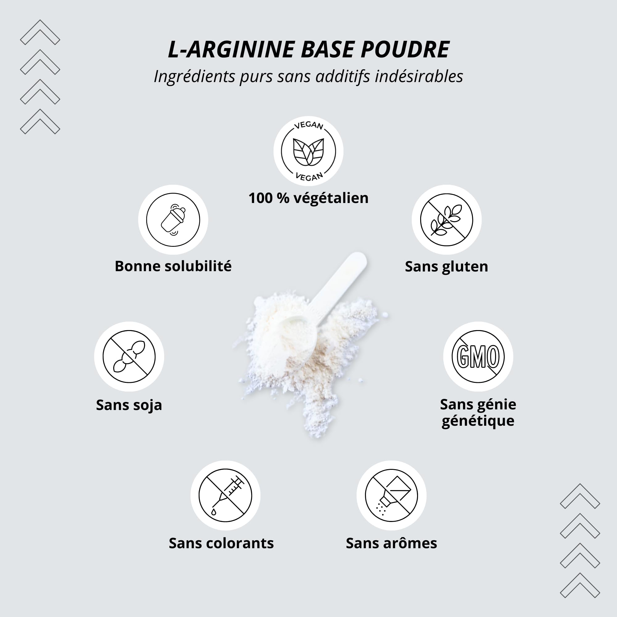 nutri+ L-Arginine Base Poudre 1 kg - hautement dosée - végétale par fermentation - L-Arginine pure Powder 1000 g - Vegan - Neutre - sans additif - qualité premium
