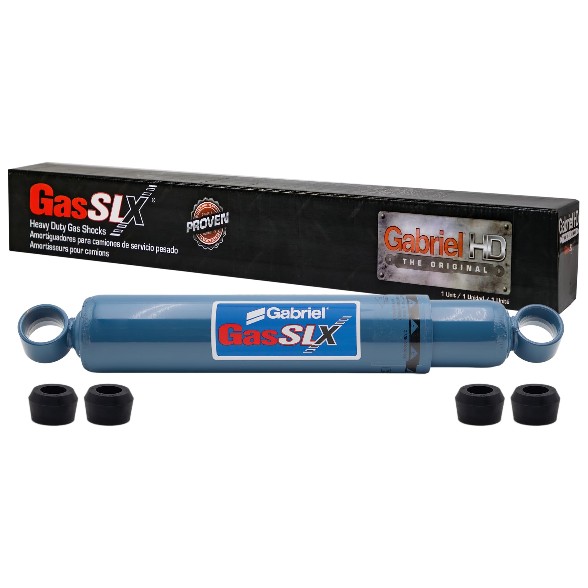 Gabriel 89434 GasSLX Adjustable HD Right Shocks Fits Autocar Models; Volvo WCA WIA WG WH Series Class 7-8; OEM# 65415 925112 316818 SA5046 665623 83176220 8026658