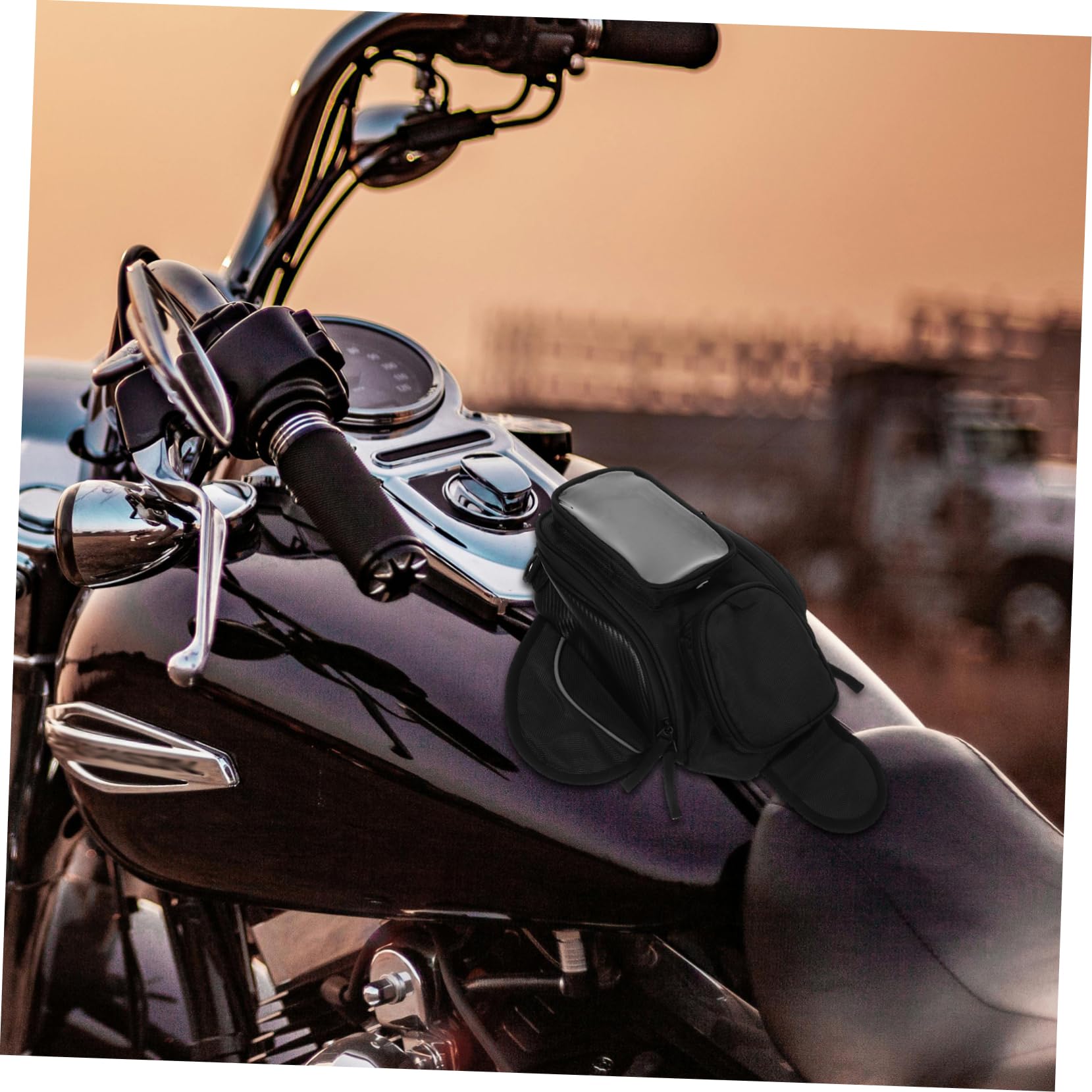 Borsa da Serbatoio Moto, Fissaggio Magnetico, Grande Capacità, Accesso Rapido, Nero per Riding