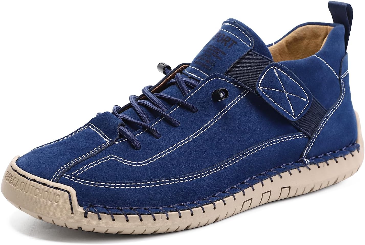 ENOEGMSD Women's Hand Stitching Chukka Ankle Boots Casual Elastic Lace Up Slip-On Walking Shoes Retro Suede Lightweight Outdoor Sports Sneakers for Hiking Trailing Driving