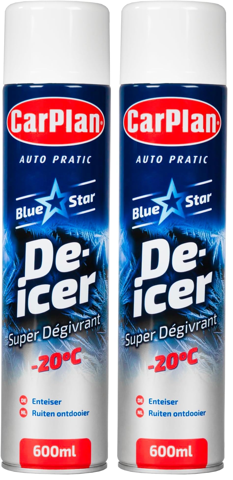 CarPlan De-Icer Aerosol, 21 fl oz – Blue Star De Icer for Car Windshield, Fast-Acting Defroster for Windows, Works in Extreme Cold -20C (Pack of 2)