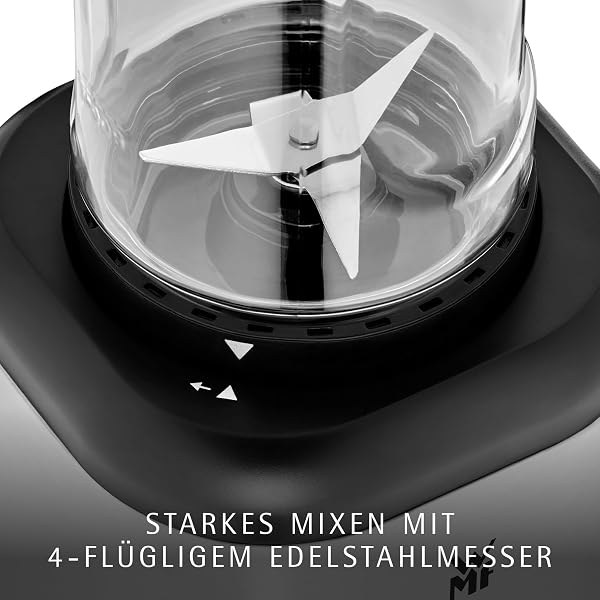WMF Kult X Mix & Go Mini Smoothie Maker, Standmixer, Blender elektrisch, Shake Mixer 300 Watt Leistung, Tritan-Kunststoff Flasche 600ml, auslaufsicherer Schraubdeckel, rutschfeste Füße, Silber/Schwarz - 4