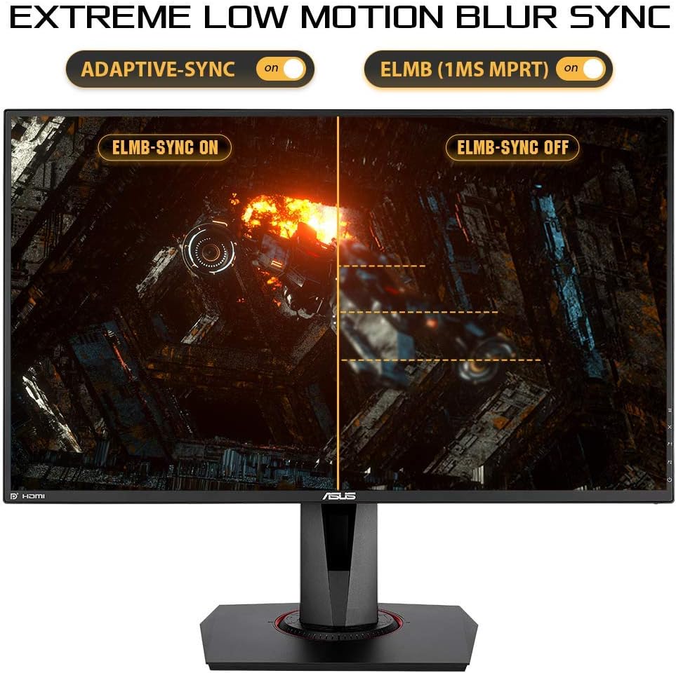 ASUS TUF Gaming VG279QM 27” HDR Monitor, 1080P Full HD (1920 x 1080) Fast IPS, 280Hz, G-SYNC Compatible, Extreme Low Motion Blur Sync 1ms, DisplayHDR 400, Eye Care, DisplayPort Dual HDMI thumbnail 4