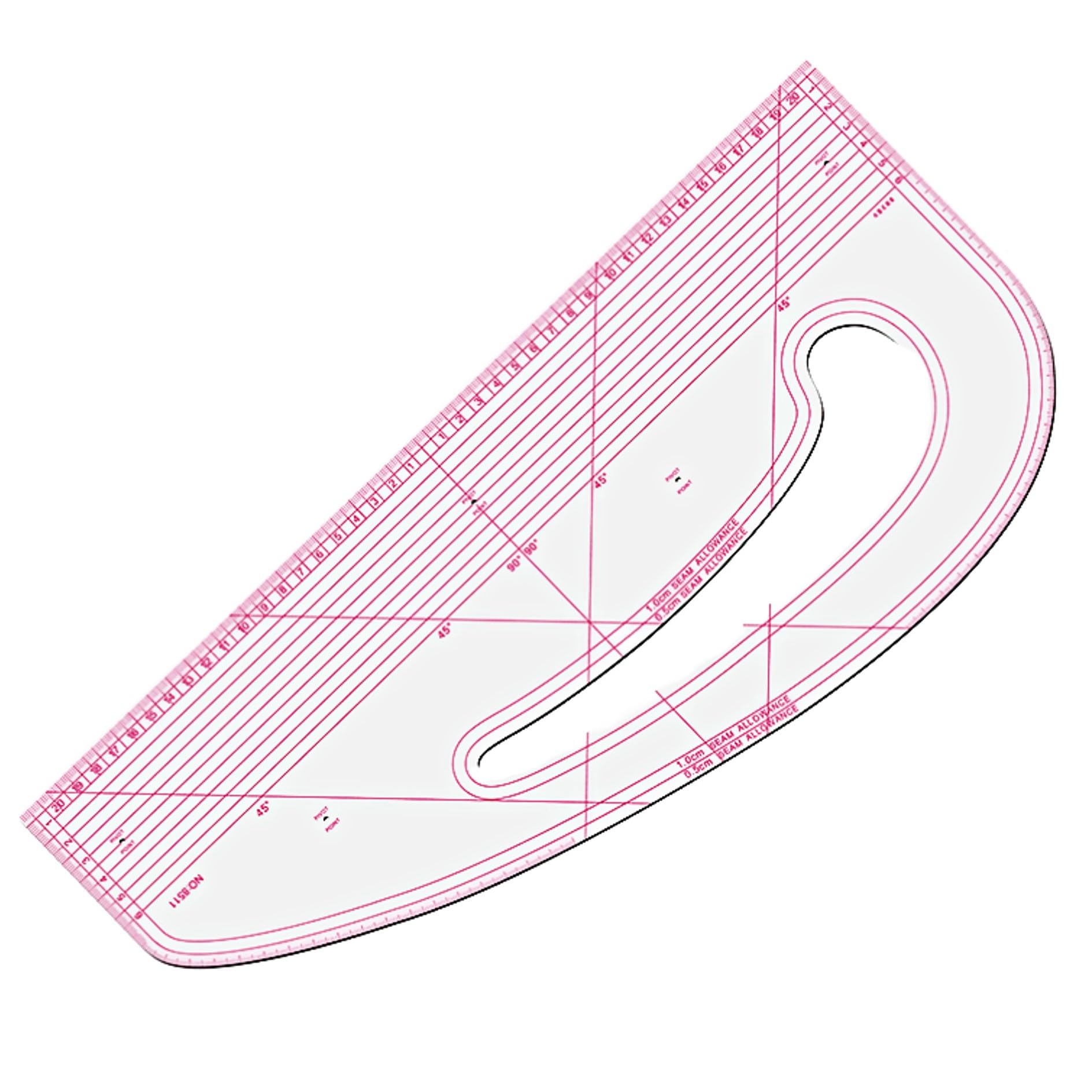 Auralura Pattern Master Ruler, Perspex Pattern Marking Ruler, Metric Design Curve Ruler, Multipurpose Bevelled Edge Metric Tool For Cutting, Tailoring And Sewing Tool For Designers And Tailors