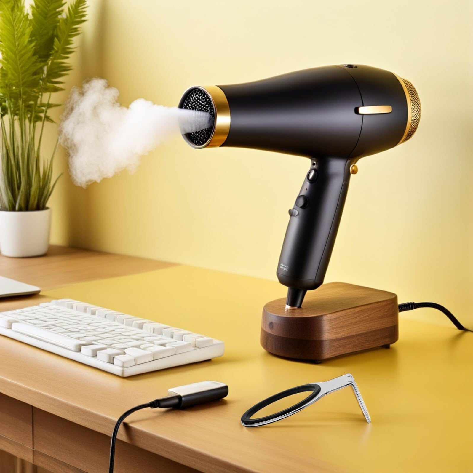 Soporte para Secador de Pelo de Acero Inoxidable 4 Unidades Organizador Montado en Pared para Salón y Baño Estante para Peinar el Cabello Ranuras Múltiples Compatible con