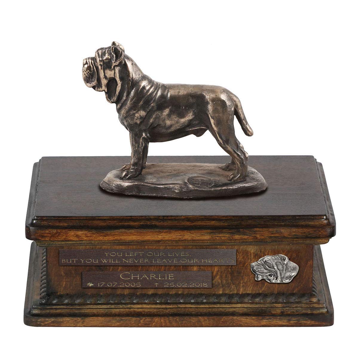 Urne funéraire Mastino Napolitain en bronze fait main Art-Dog