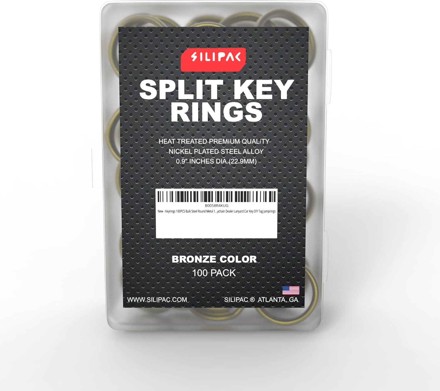 Bulk Key Rings 100 Pack by Silipac – Bronze, Small 0.9" (23 mm) Steel Split Rings for DIY Keychain Making, Beadwork, Crafts, Jewelry Findings & Tag Sets image 3