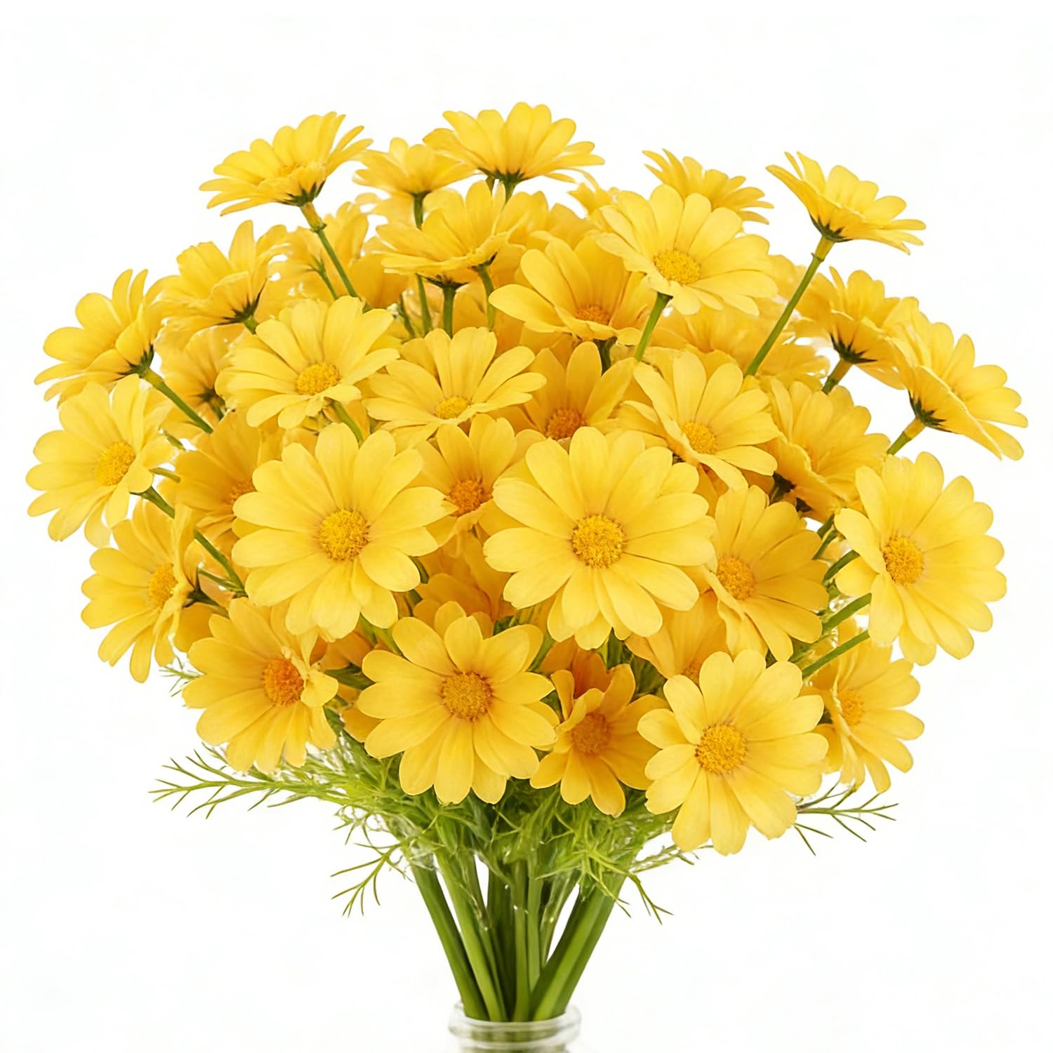 CENCERY 10 Pcs Yellow Artificial Flowers, Faux Daisy Stems for DIY Crafts, Table Decorations and Year-Round Home Decor