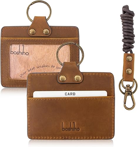Vista 187 de Boshiho. Funda vertical, de piel, para tarjeta de identificación con cordón resistente., Bolso