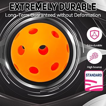 6 -Pack Pickleball Balls, 26 Holes Outdoor Pickleballs, High Elasticity & Durable Pickle Balls for All Style Pickleball Paddles Indoor Pickleballs