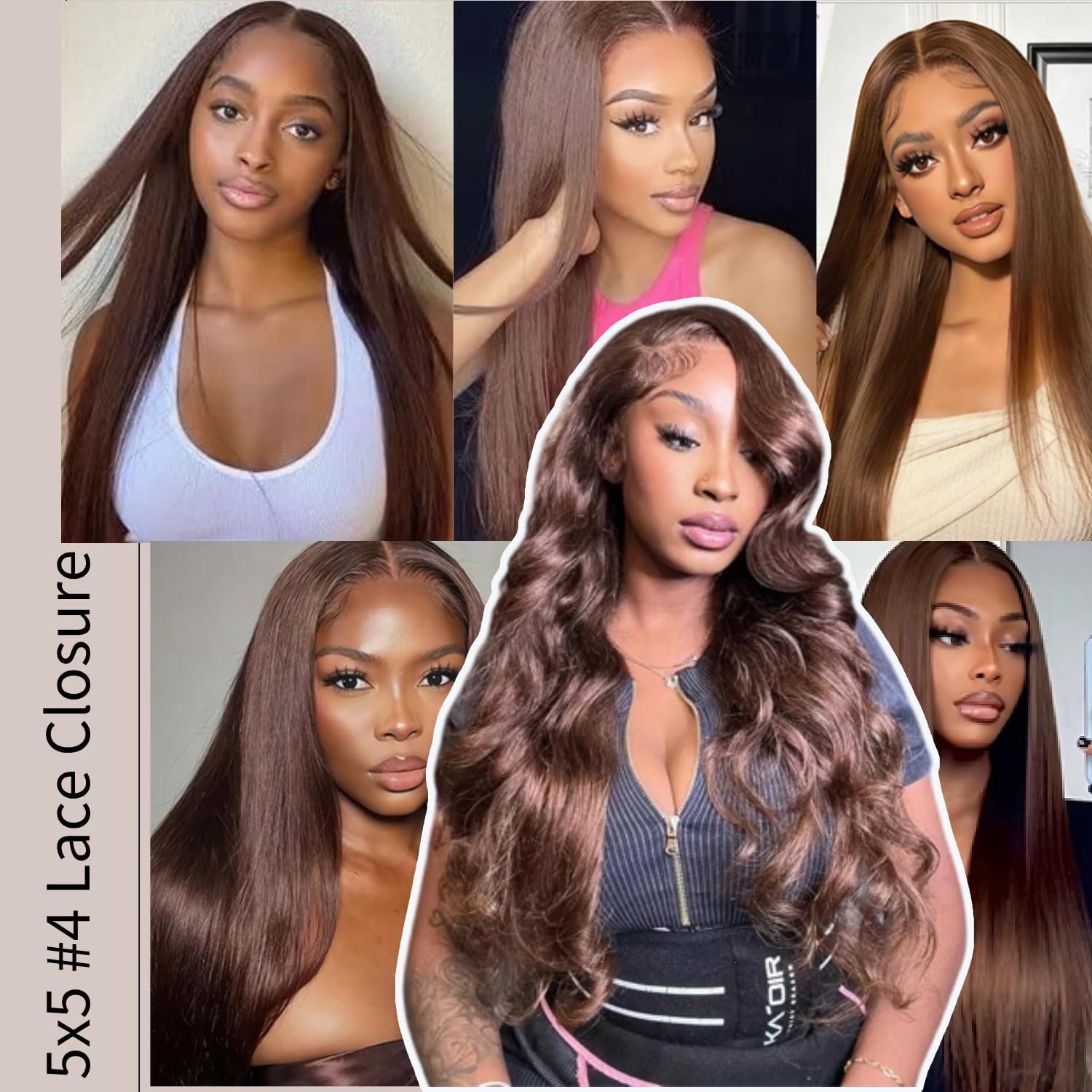 Color #4 Chocolate Brown Closure 5x5 Hd Transparent Lace Human Hair Straight Closure 100% Unprocessed Human Virgin Hair Plucked with Baby Hair 18 Inch