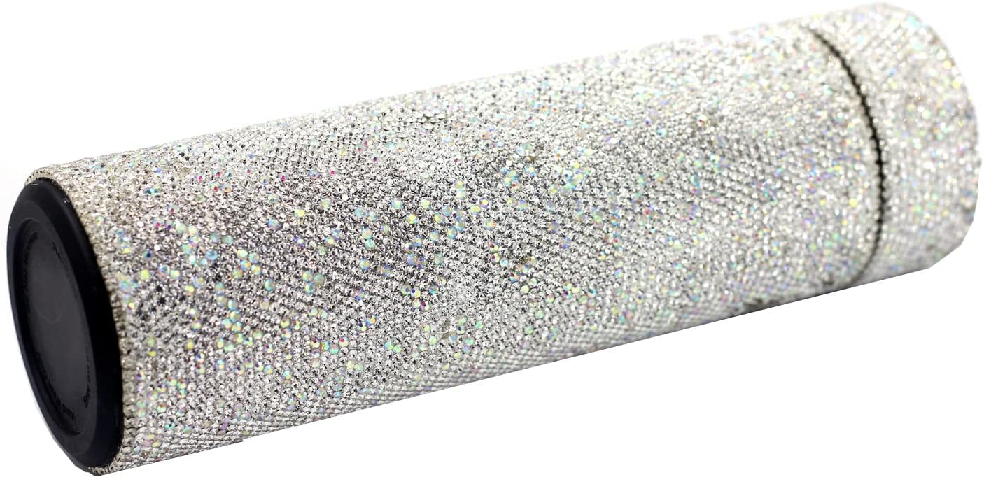 Bling Rhinestone Stainless Steel Water Bottle - 17oz Vacuum Insulated Diamond Tumbler, Gift for Women, Girls and Kids - Sparkling Silver Glitter Cup (Silver) - Image 3