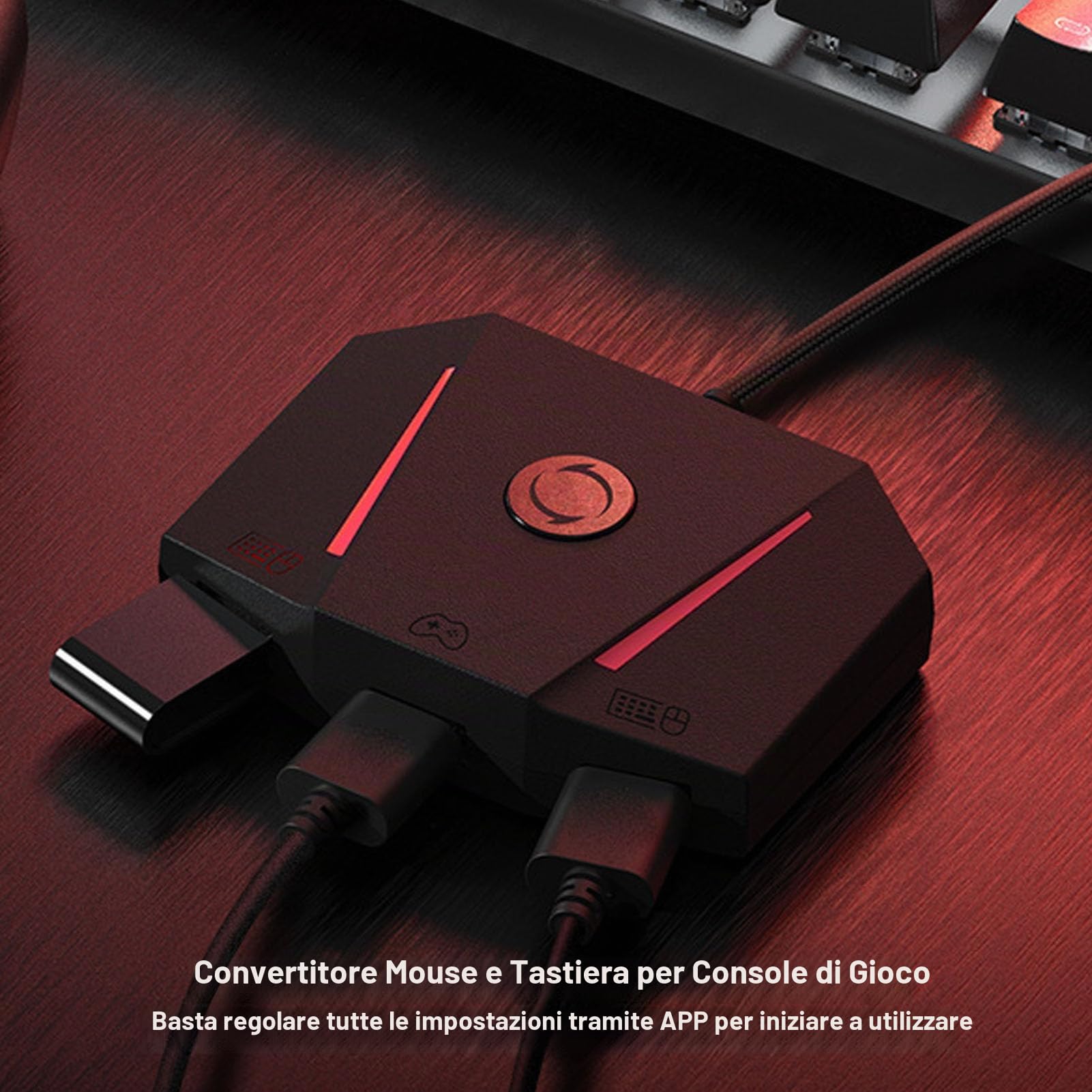 Tosuny Adattatore Mouse Tastiera VX2 AimBox, Controllo App Convertitore MnK per, X Box Series X/S, X Box One, con Audio da 3,5mm e Luce RGB, per i Giochi di tiro