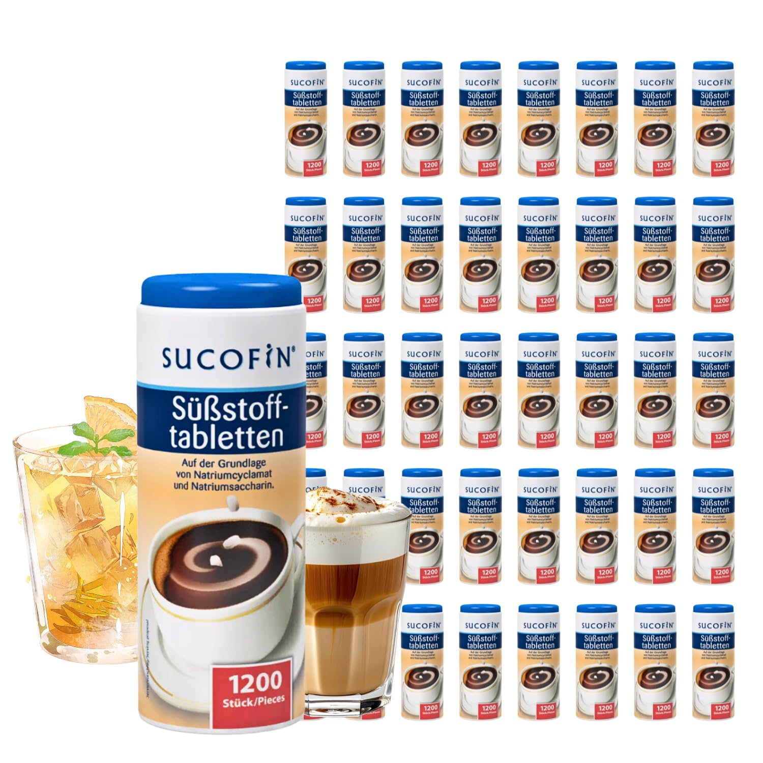 SUCOFIN Süßstoff Tabletten 40er Pack x (1200 Stk á 72g) Tafelsüße für Kaffee Vorteilspack