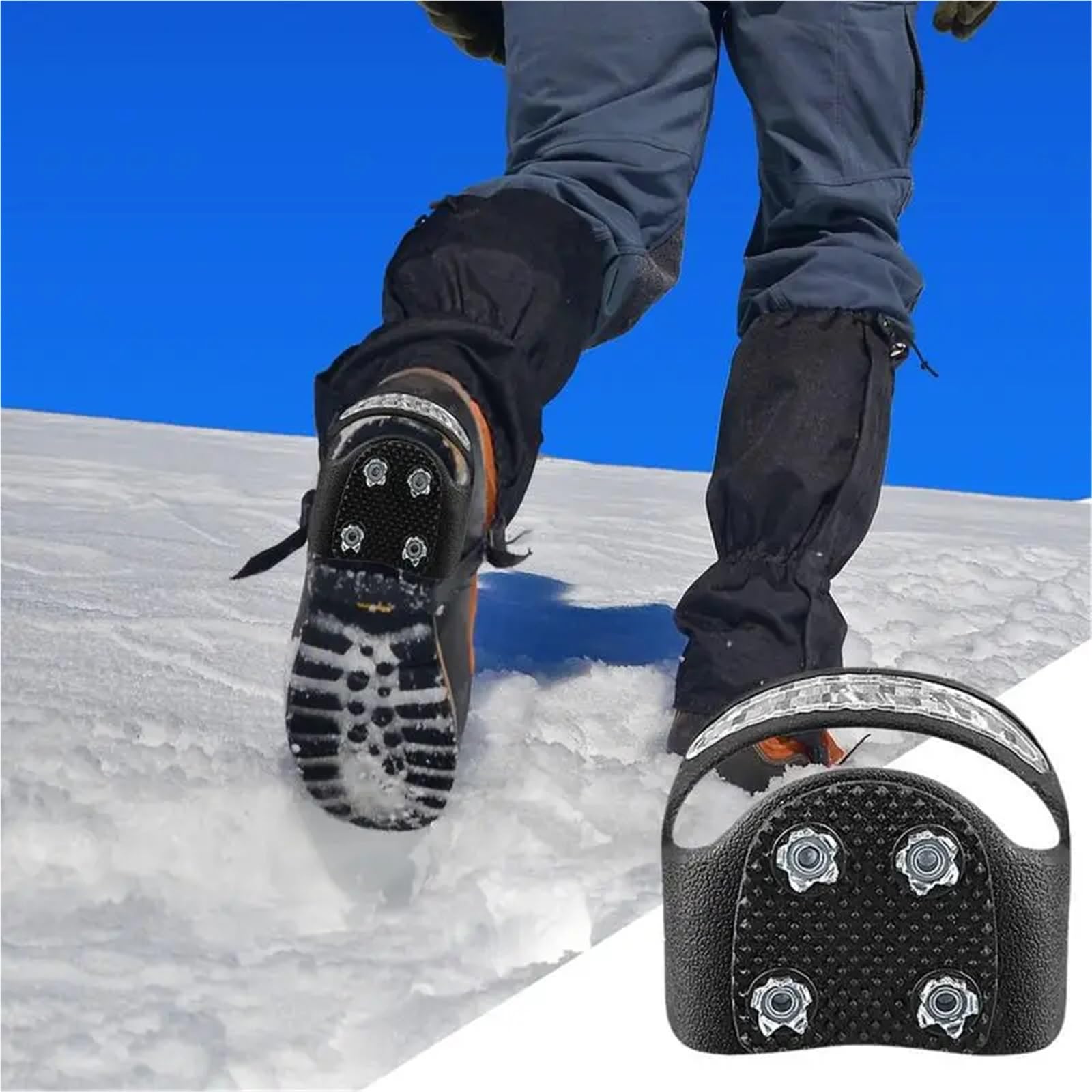 Crampons Ice Cleats for Shoes Anti-Slip Snow Shoe Gripper Spike Grips Reflective Climbing Crampons with 5Spikes Traction pour randonnée hivernale