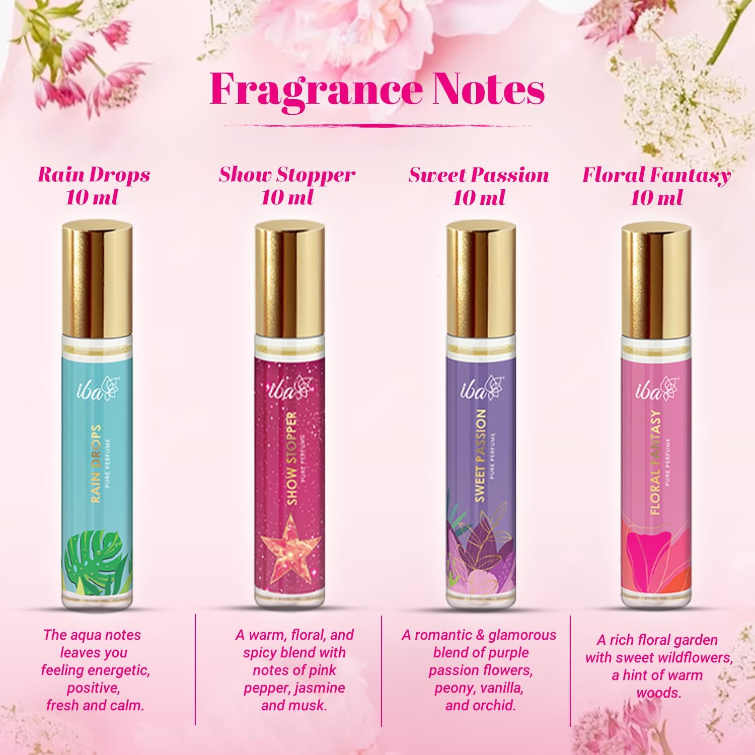 Set de regalo de perfume para mujer (4 x 10 ml), aroma de lujo, aguamarina, afrutado, floral, amaderado, almizclado y picante, de larga duración, sin alcohol