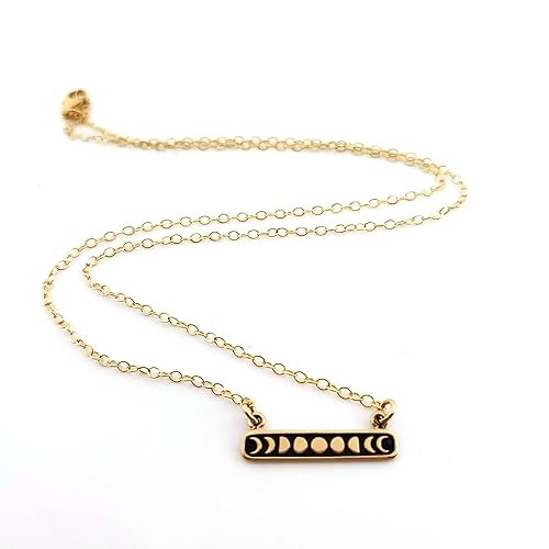 Miniatura 4 de Phases of the Moon Pendant Festoon Charm- Dainty 14k Gold Filled Necklace