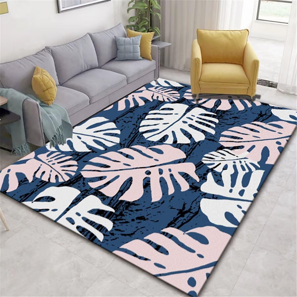 Tapis bleu antidérapant 90X150CM fini les glissades dans l'entrée ou la chambre d'ado