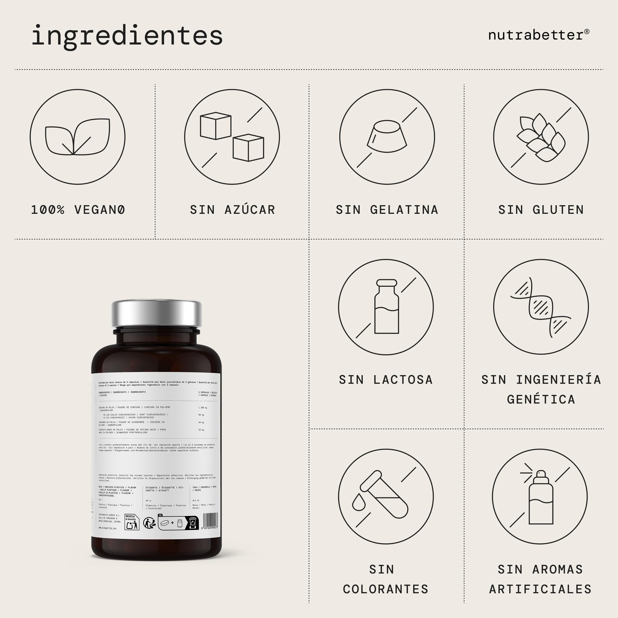 Curcuma Capsules 1200 mg au gingembre et au poivre noir | 180 Capsules végétaliennes pour un approvisionnement de 3 mois | Curcumine pour l'anti-inflammatoire naturel - Articulations et Digestion |