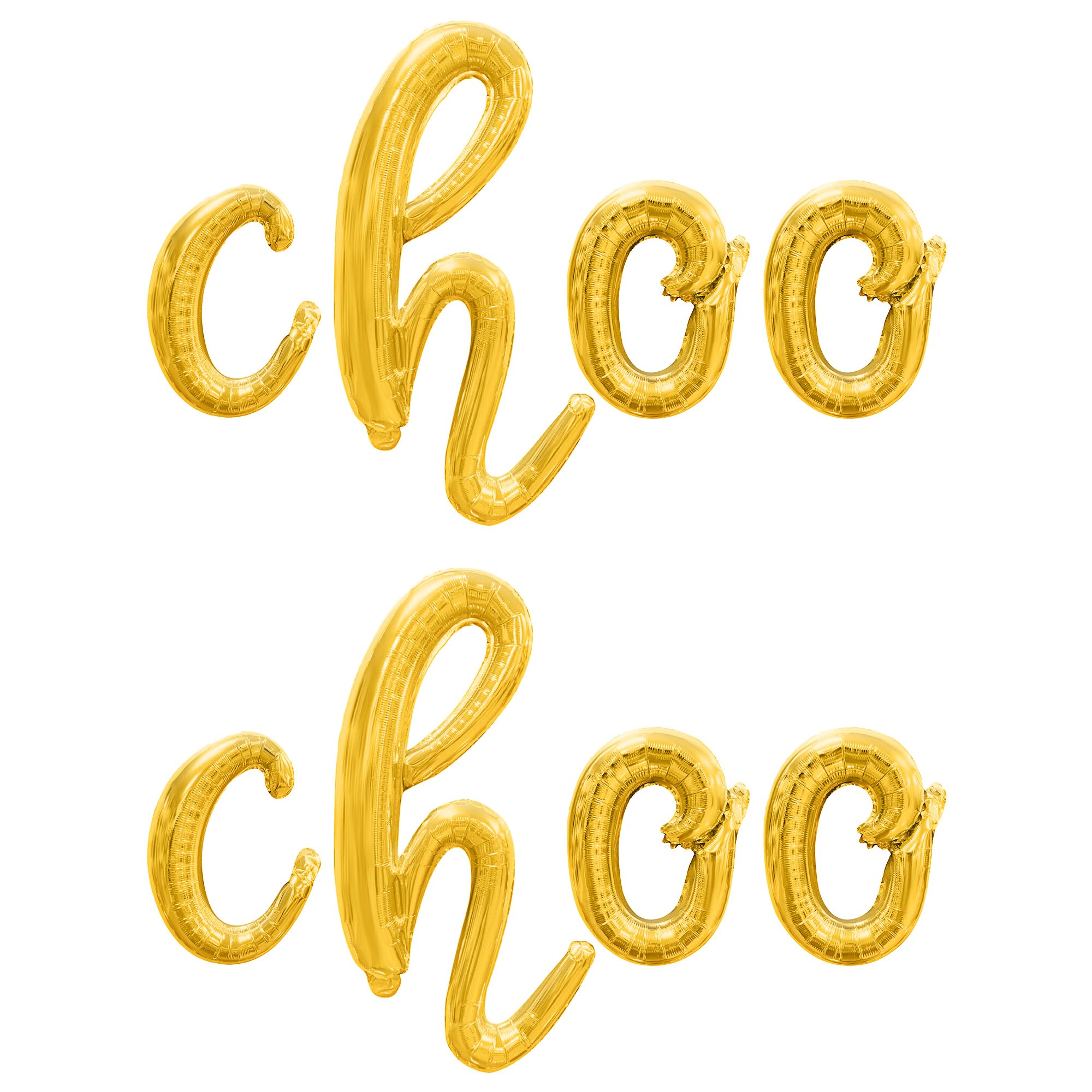 Cursive Script Letter Balloons - CHOO CHOO 16" Inch Alphabet Letters Foil Mylar Balloon Birthday Party Banner (Gold)