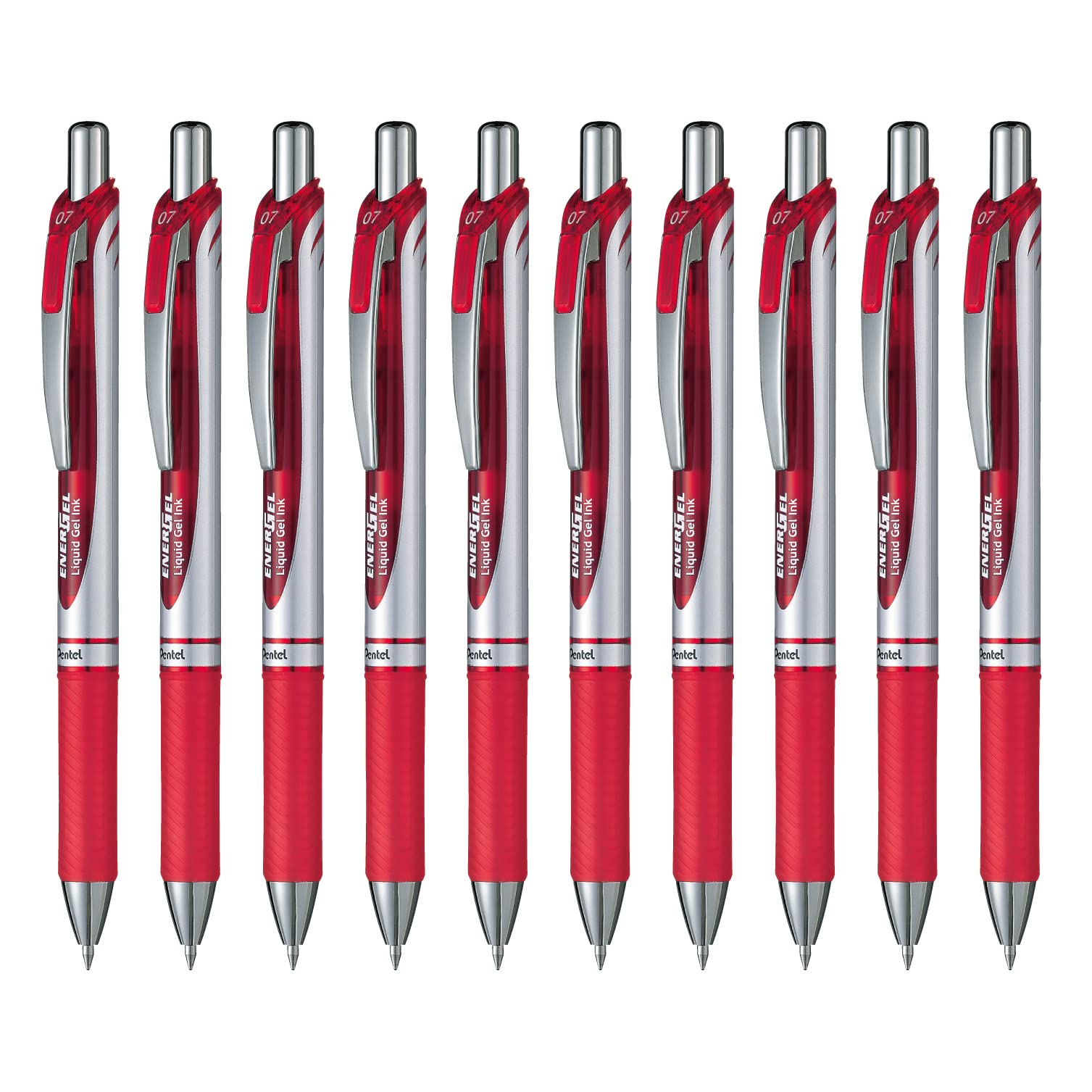 Pentel BL77-B EnerGel Ink Ballpoint Pen, 0.7 Red, 10 Pieces