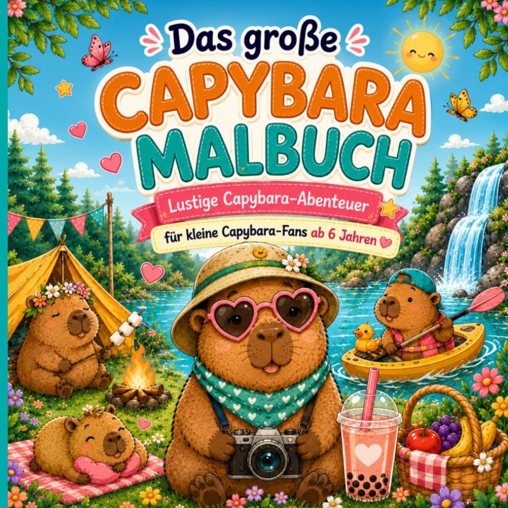 Das große Capybara Malbuch: Lustige Capybara-Abenteuer zum Ausmalen