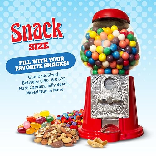 Miniatura 3 de American Gumball Company - Máquina de bolas de chicle roja de estilo retro de metal de 11 pulgadas, fabricada para bolas de chicle de 0.62 pulgadas