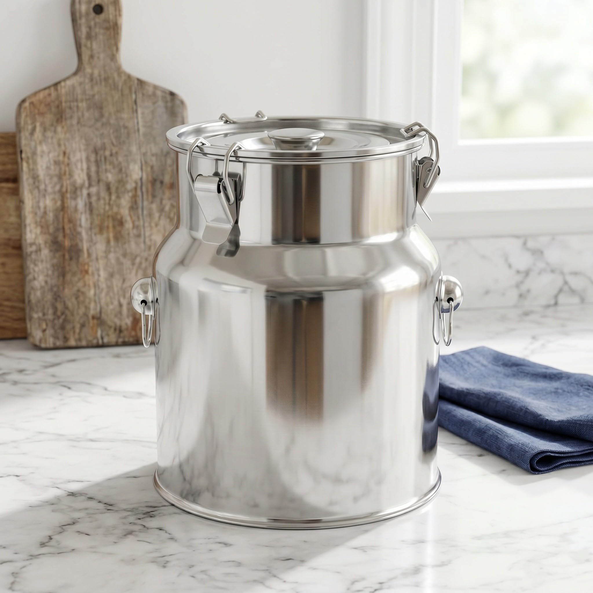 Contenedor de Leche de Acero Inoxidable 304, 6 L, Tapa Hermética
