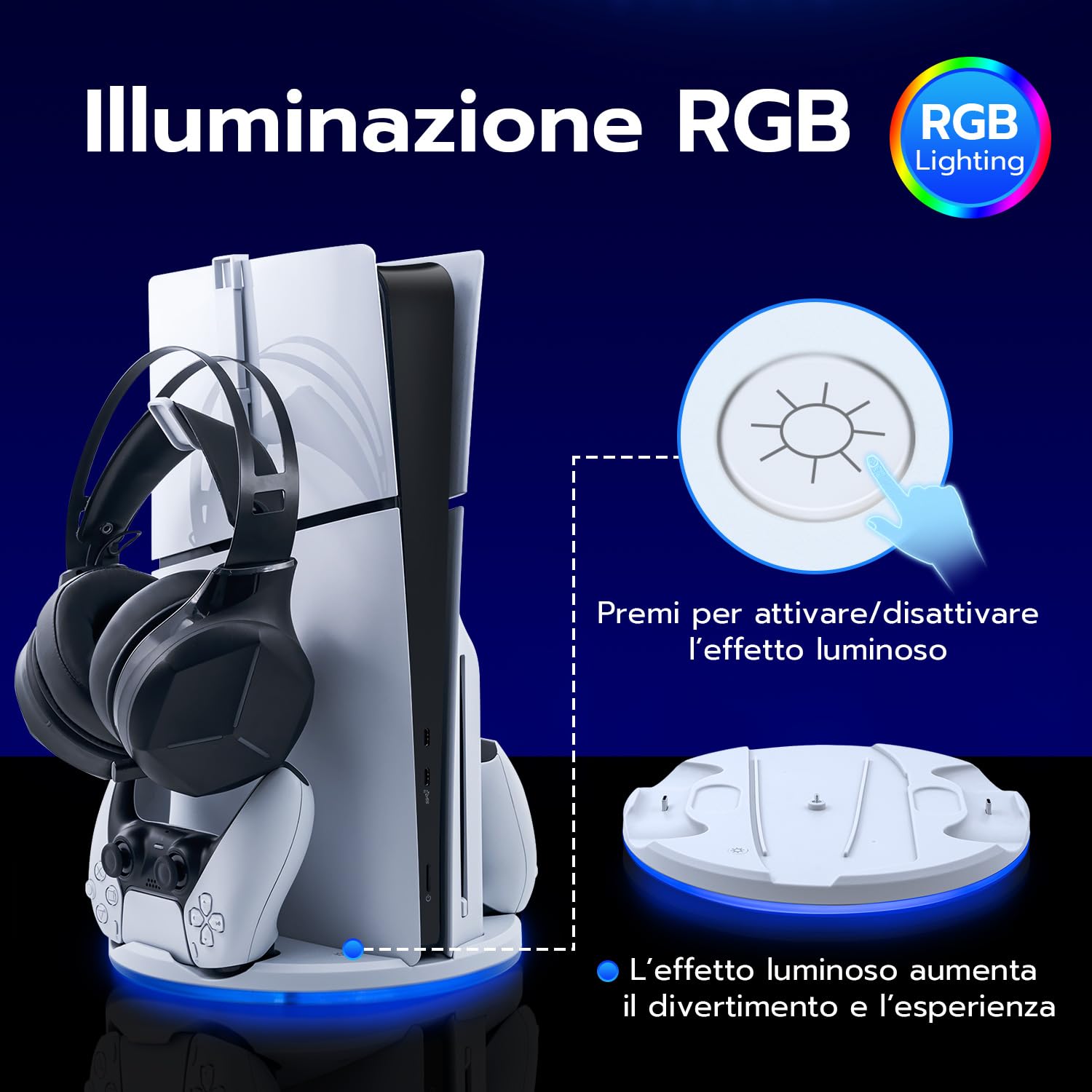 Supporto Verticale SOLO per console PS5 Slim con Doppio Controller di Caricatore/per PS5 Slim UHD/Digital Edition-Non per PS5/PS5 Pro