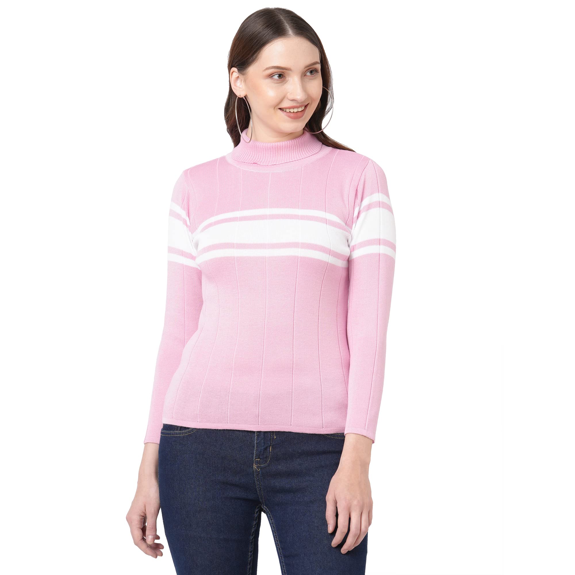 go-4 it Elegant Eng. Stripe Sweater Knit Poloneck Top-picture-41