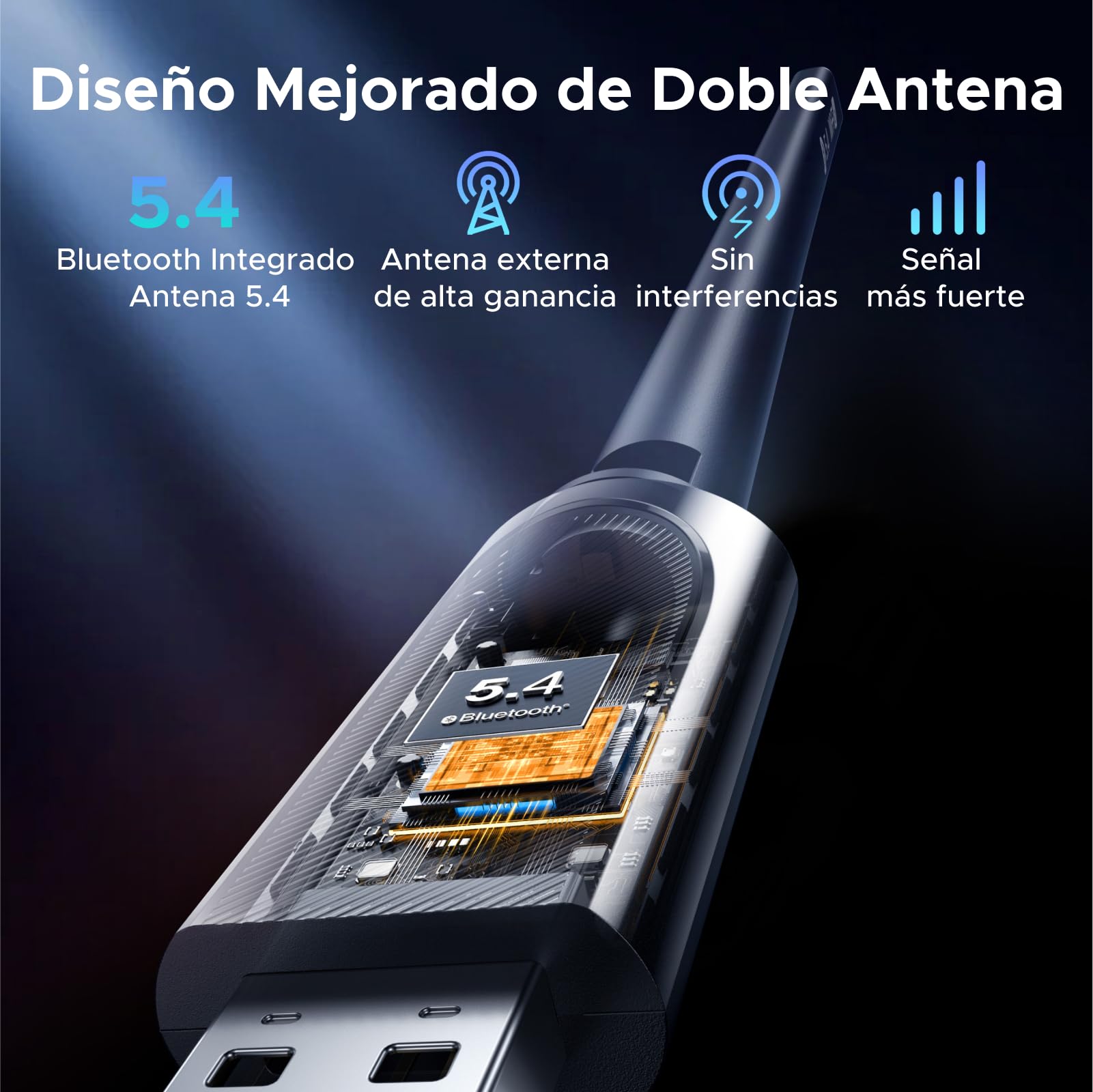 UGREEN 2 en 1 WLAN Stick AX900 Bluetooth 5.4 WiFi 6 USB WLAN Stick Dual Band 2.4G 5GHz Ccontrolador Incorporado Antena 6dBi MU-MIMO WPA2 Adaptador WiFi PC Compatible con Windows 11 10