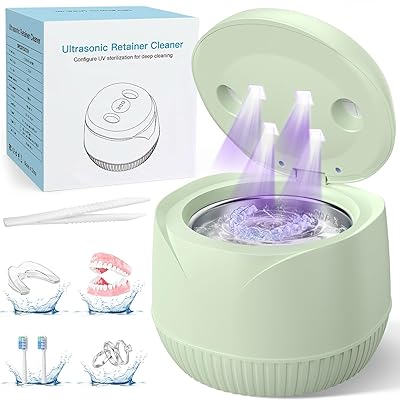 Amazon.com: Dental Ultrasonic Retainer Cleaner Machine - Dental Cleaning Pod for Denture, Mouth Guard, Aligner, Night Guard, Braces, Toothbrush Heads, Jewelry, 45kHz Retainer Cleaner with Digital Timer & 200ML : Health & Household