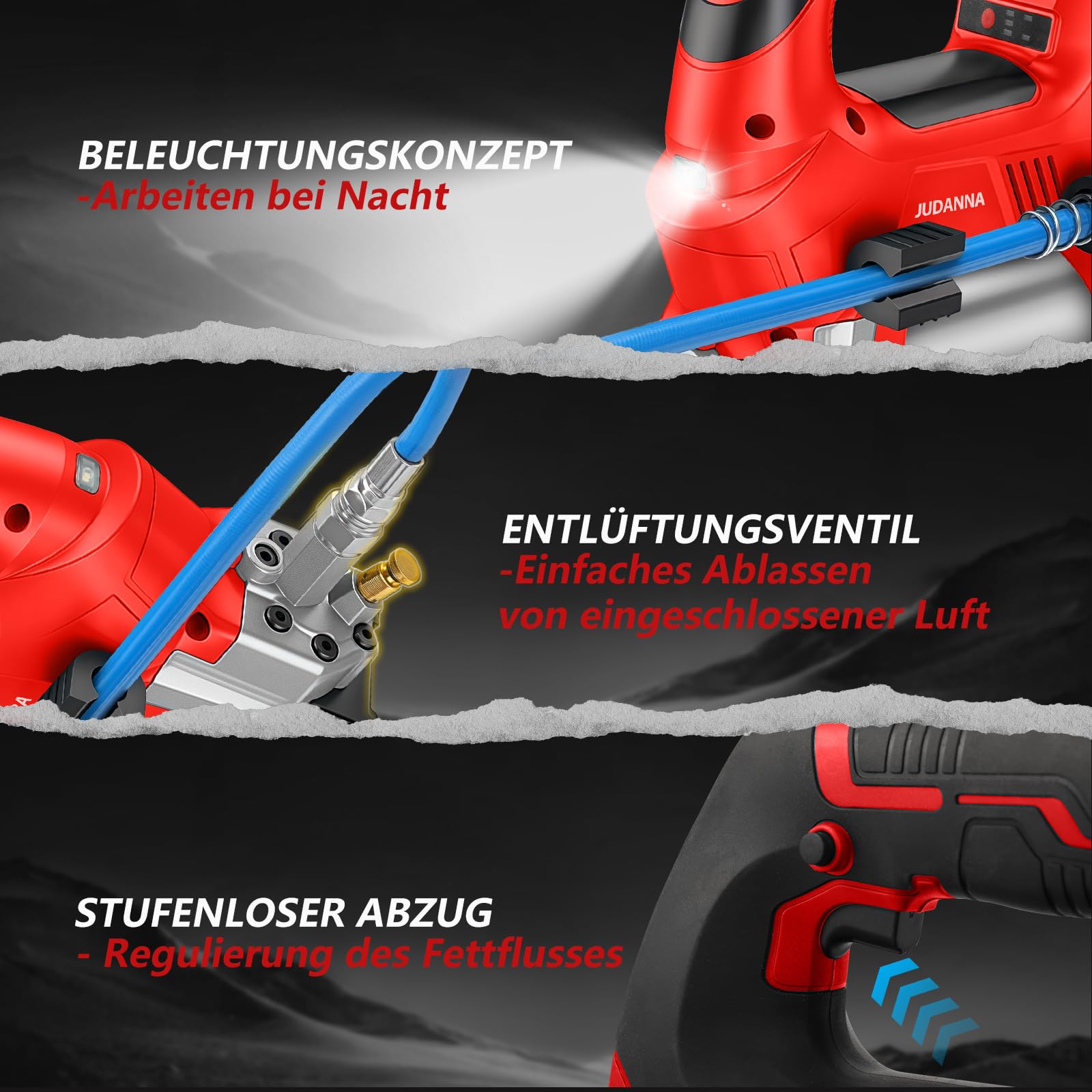 Akku Fettpresse für Milwaukee M18 Akku, 12000PSI 160g/min (ohne Akku)