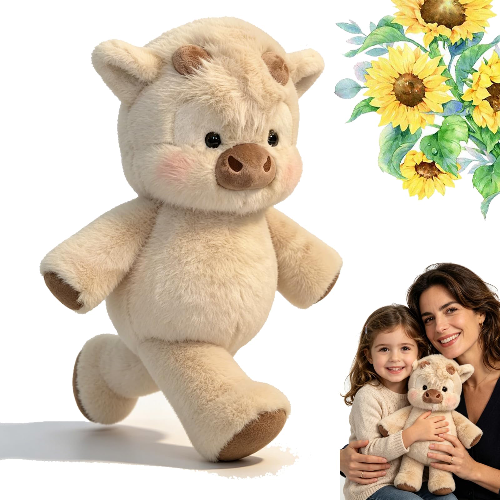 GXHNB Running Cow Plush 45/60cm, Running Plush for Stress Relief and Emotional Support, Cute Running Sheep Cuddly Toy Stuffed Animal Home Decor for Girls, Boys, Men and Women (Vache-abricot,45cm) — image 1