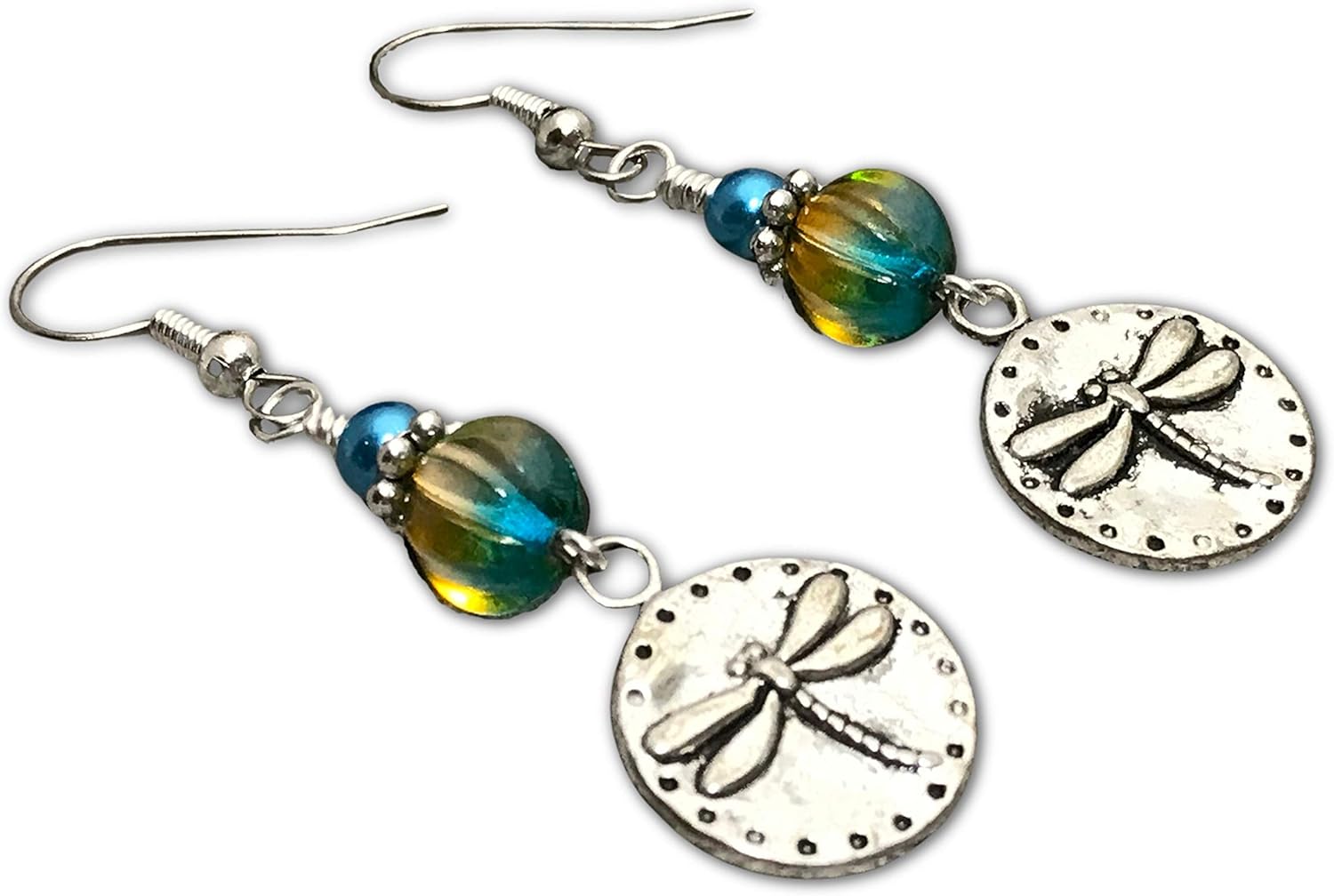 Dragonfly Charm Earrings- Surgical Steel Wire
