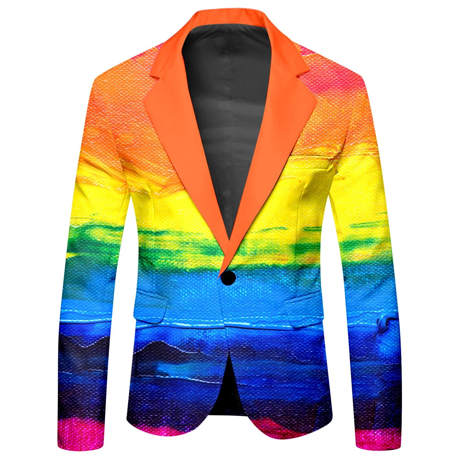 Set Uomo Arcobaleno Completo Stampa Manica Lunga Giacca Pantaloni Bottoni Feste Eventi Completo Coordinato Uomo