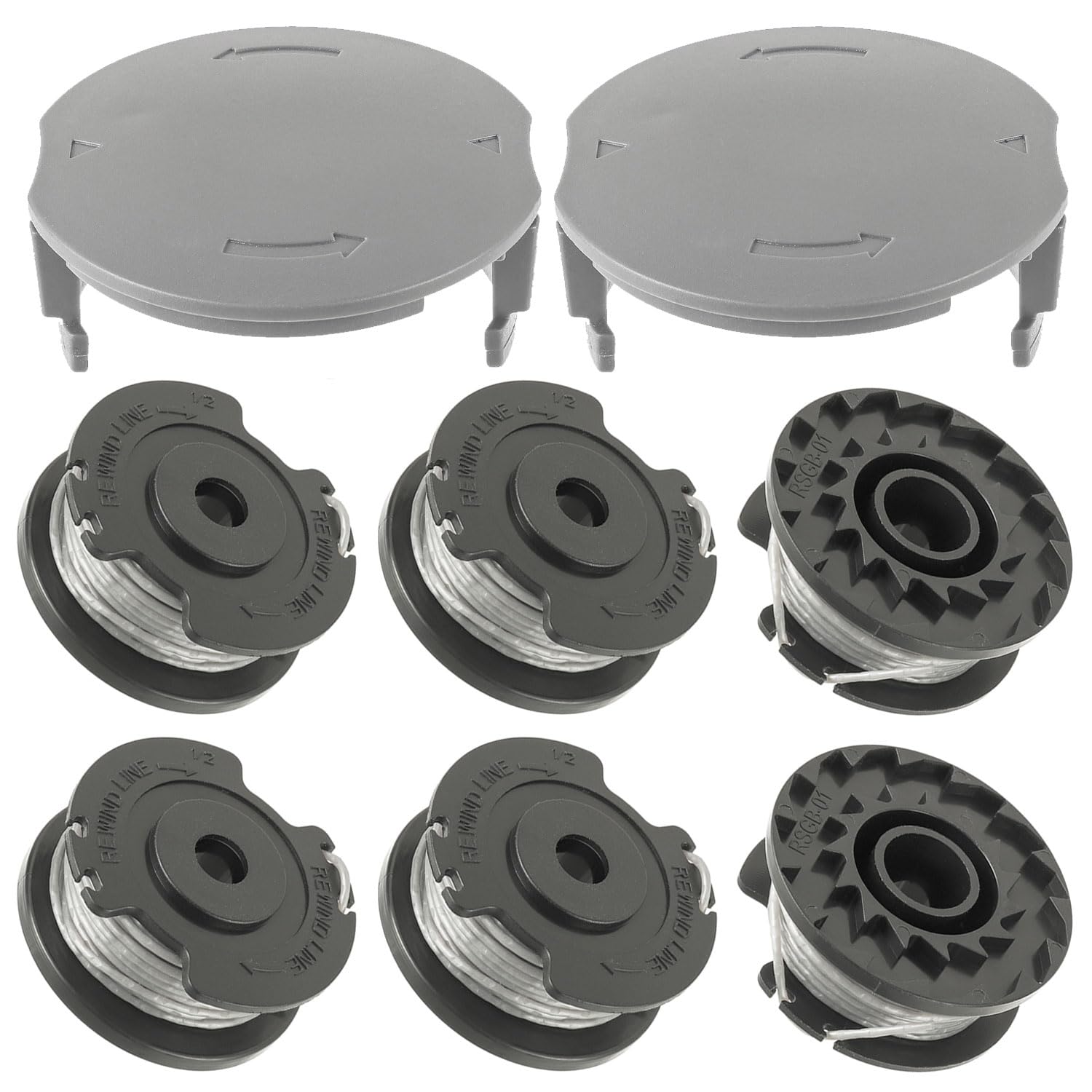 Eplzon F016800569 Strimmer Spool Replacement Φ1.65mm 4.9M, Replacement Spool Compatible With Bosch Easygrasscut 18 23 26 Art 23 Sl 26 Sl Grass Trimmer(6 Spool + 2 Cover)