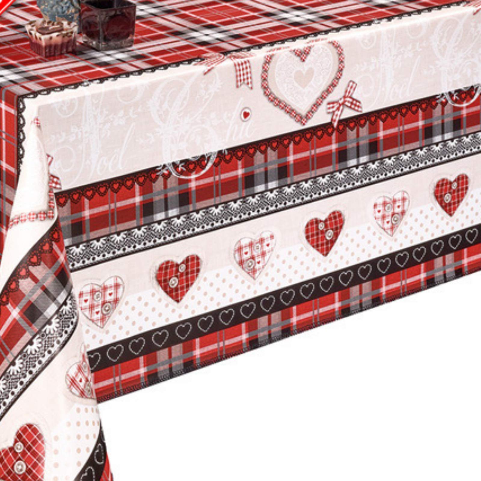 Decoser Mantel de San Valentín- Cubre Mesa Navideño con Reverso de Franela, Antimanchas, Fácil de Limpiar, Mantel Rectangular Impermeable para Navidad (San Valentín, 140x180)