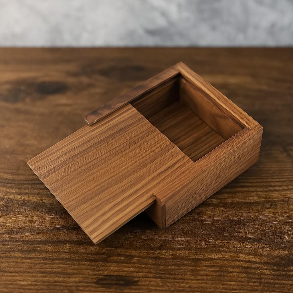 3.7" x 3.7" x 1.6" Inch Walnut Jewelry Box for Rings, Earrings, Keepsakes | Wedding Gift, Elegant Present | Handcrafted Wood Box