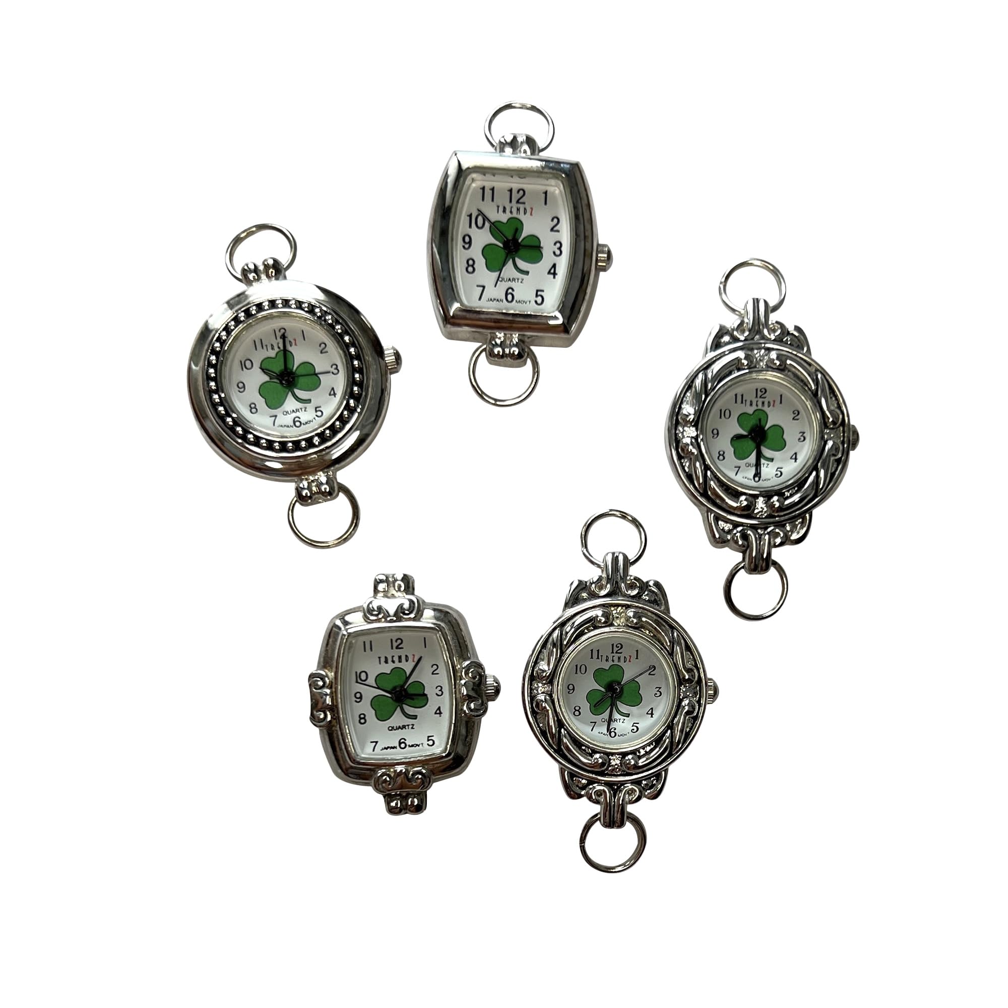 Nimi Clover 5 Piece Printed & Pearl Watch Face Set For Beading And Jewelry Making (Clover)