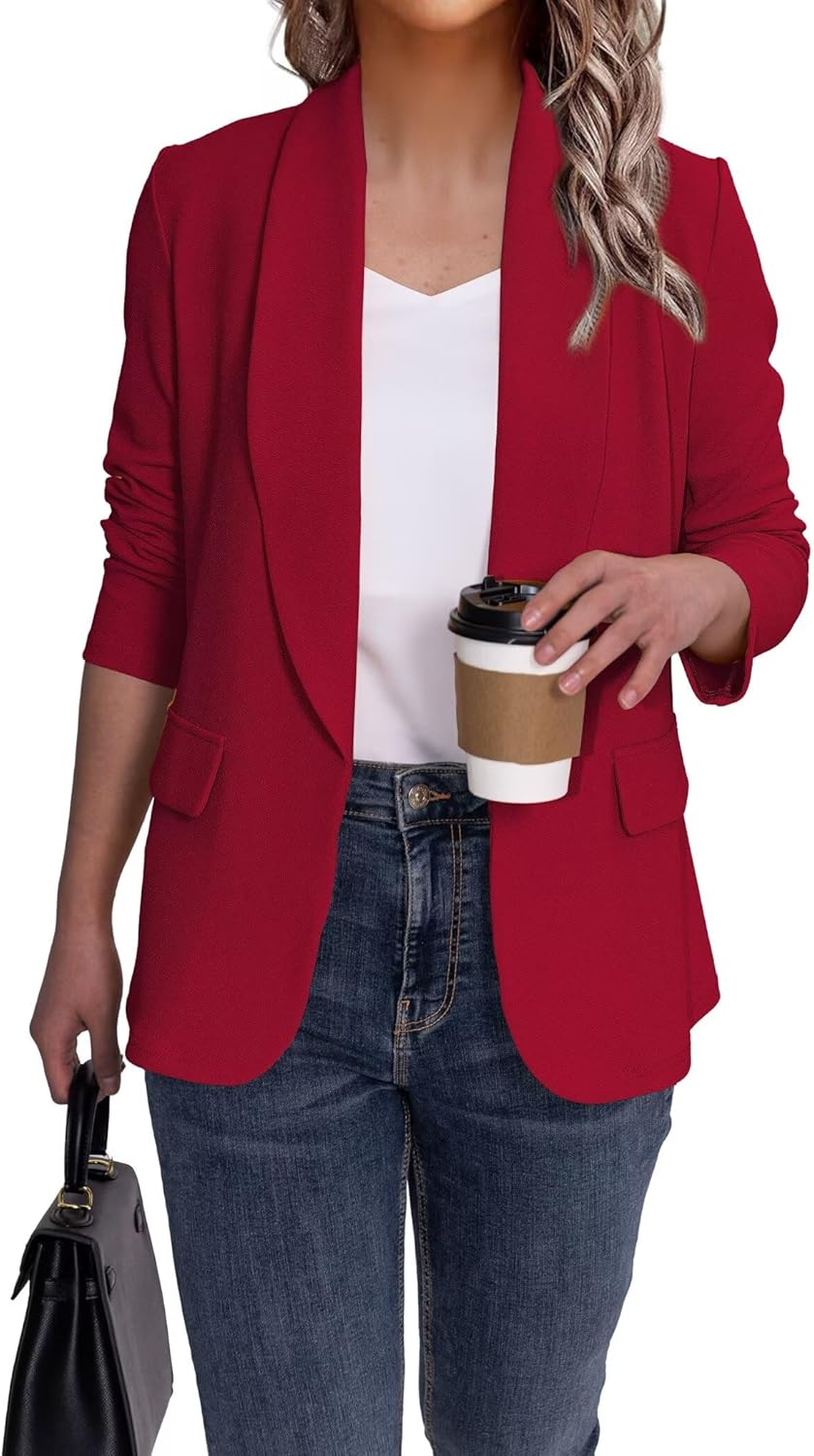 Ahlaray Women's Blazer Business Casual Lapel Collar Long Sleeve Open Front Work Office Suit Jacket Blazer, S-XL - Image 4