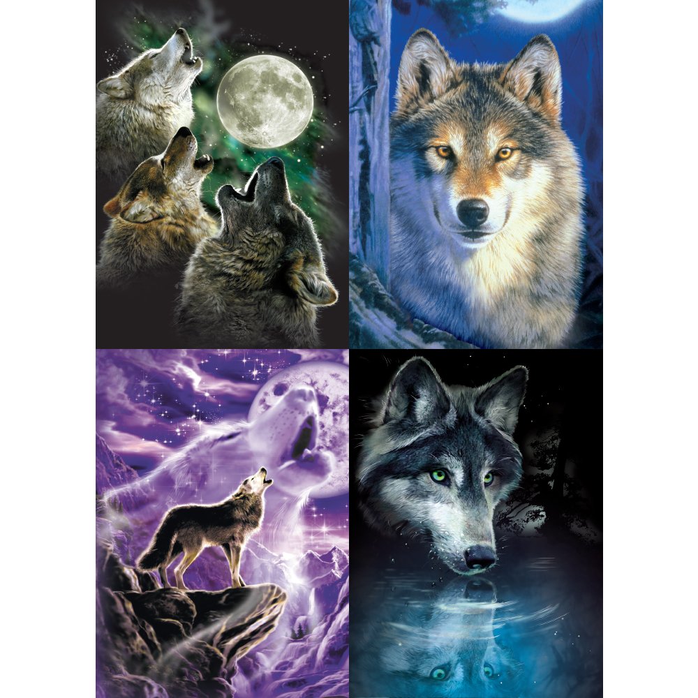 Three Wolf Moon/Moonlight Wolves All Occasion Card Assortment, 5 x 7 Inches, 8 Cards and Envelopes per Set (GA31424)